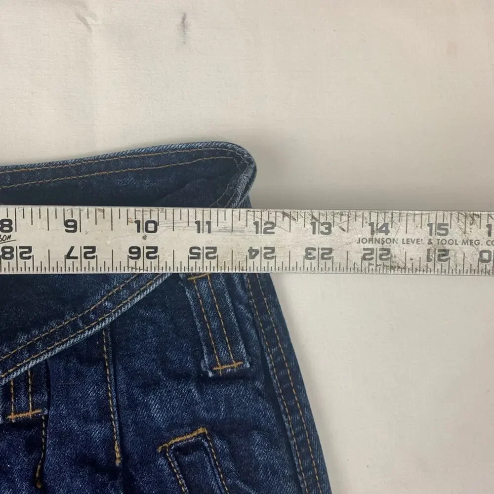 Jordache size 7 24 vintage acid wash Dark Blue Denim Skirt pencil retro 90s fold